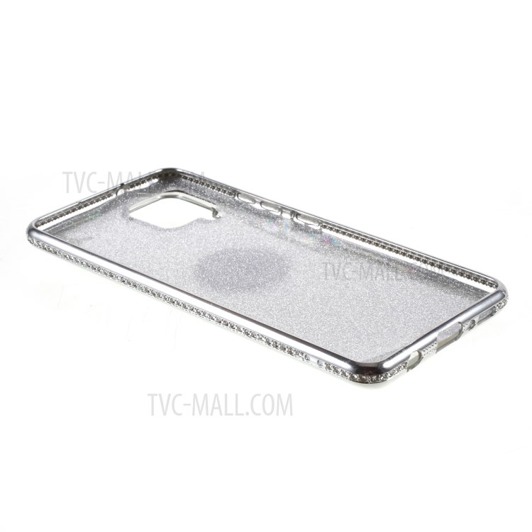 Rhinestone Decor Gleaming Sequins Paper Design TPU Phone Case for Samsung Galaxy A42 5G - Silver-6