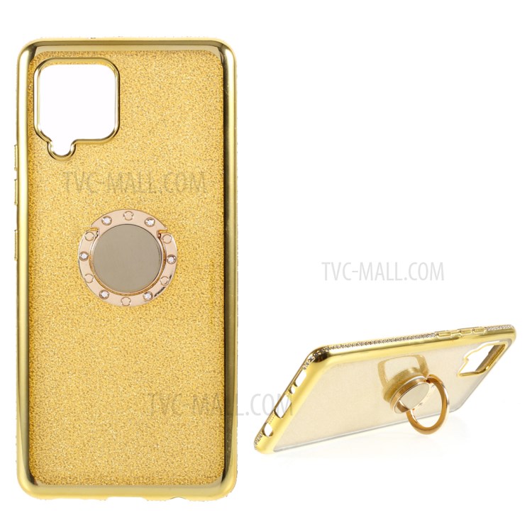 Rhinestone Decor Gleaming Sequins Paper Design TPU Phone Case for Samsung Galaxy A42 5G - Yellow-1