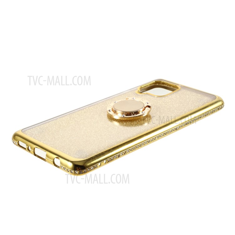 Rhinestone Decor Gleaming Sequins Paper Design TPU Phone Case for Samsung Galaxy A42 5G - Yellow-6