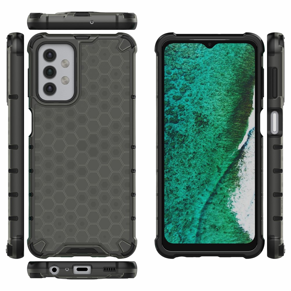 For Samsung Galaxy A32 5G Honeycomb Pattern Shock-proof TPU + PC Combo Case - Black-2