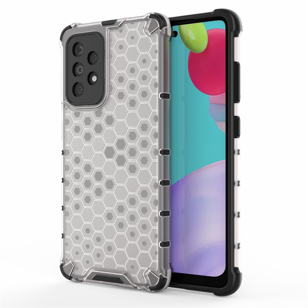 Para Samsung Galaxy A52 4G/5G / A52s 5G Honeycomb Padrão TPU à Prova de Choque + PC Combo Estojo - Cinza