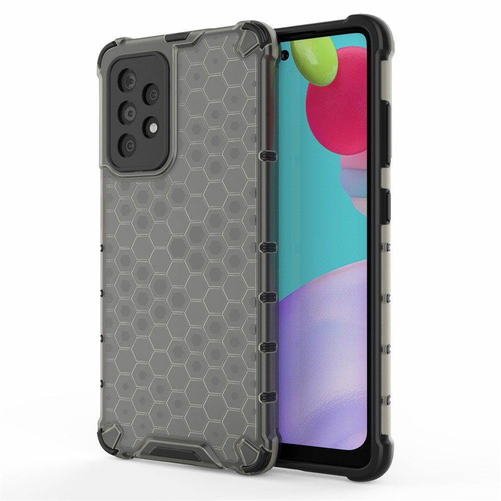 For Samsung Galaxy A52 5G/4G Honeycomb Pattern Shock-proof TPU + PC Combo Case - Black-1