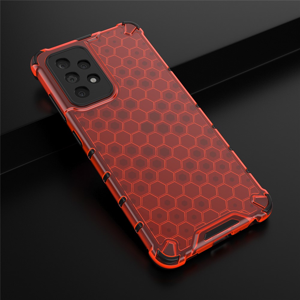 For Samsung Galaxy A52 5G Honeycomb Pattern Shock-proof TPU + PC Combo Case - Red-4