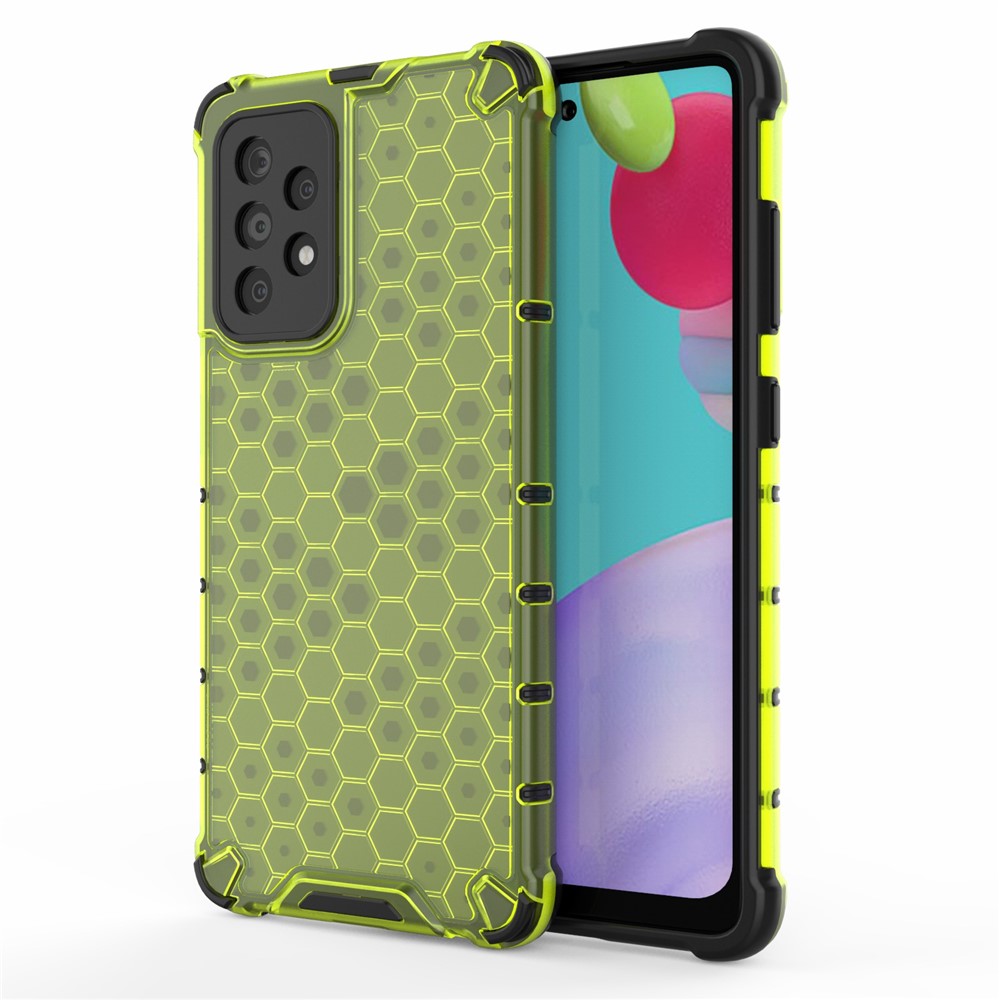 For Samsung Galaxy A52 5G/4G Honeycomb Pattern Shock-proof TPU + PC Combo Case - Green-1