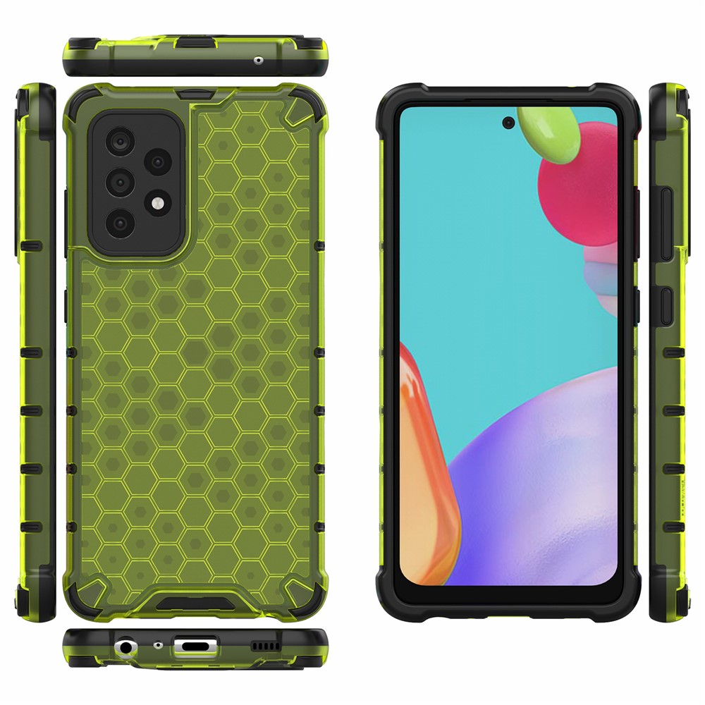 For Samsung Galaxy A52 5G/4G Honeycomb Pattern Shock-proof TPU + PC Combo Case - Green-3