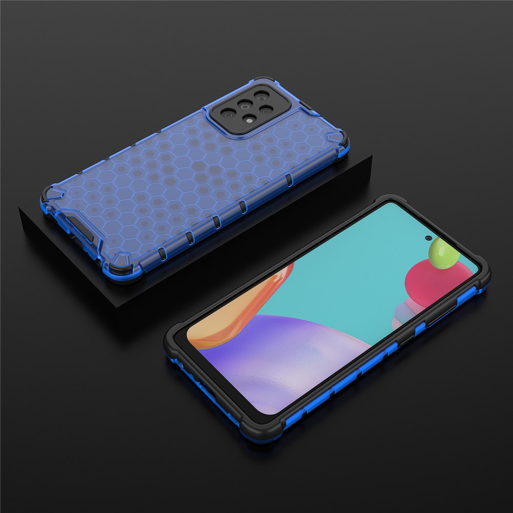 For Samsung Galaxy A52 5G Honeycomb Pattern Shock-proof TPU + PC Combo Case - Blue-3