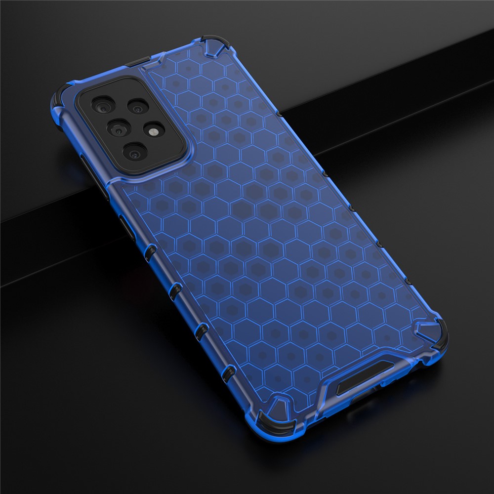 For Samsung Galaxy A52 5G Honeycomb Pattern Shock-proof TPU + PC Combo Case - Blue-4