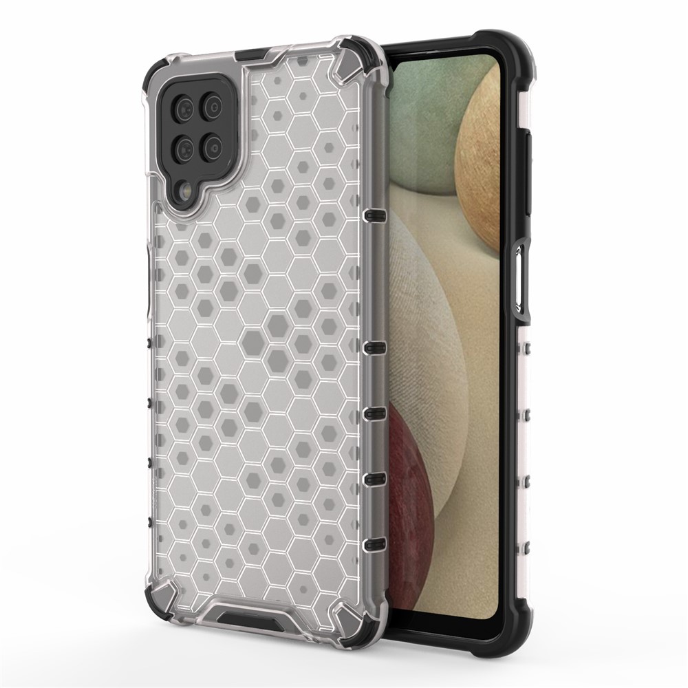 Honeycomb Pattern for Samsung Galaxy A12 Shock-proof TPU + PC Combo Case - Grey-1