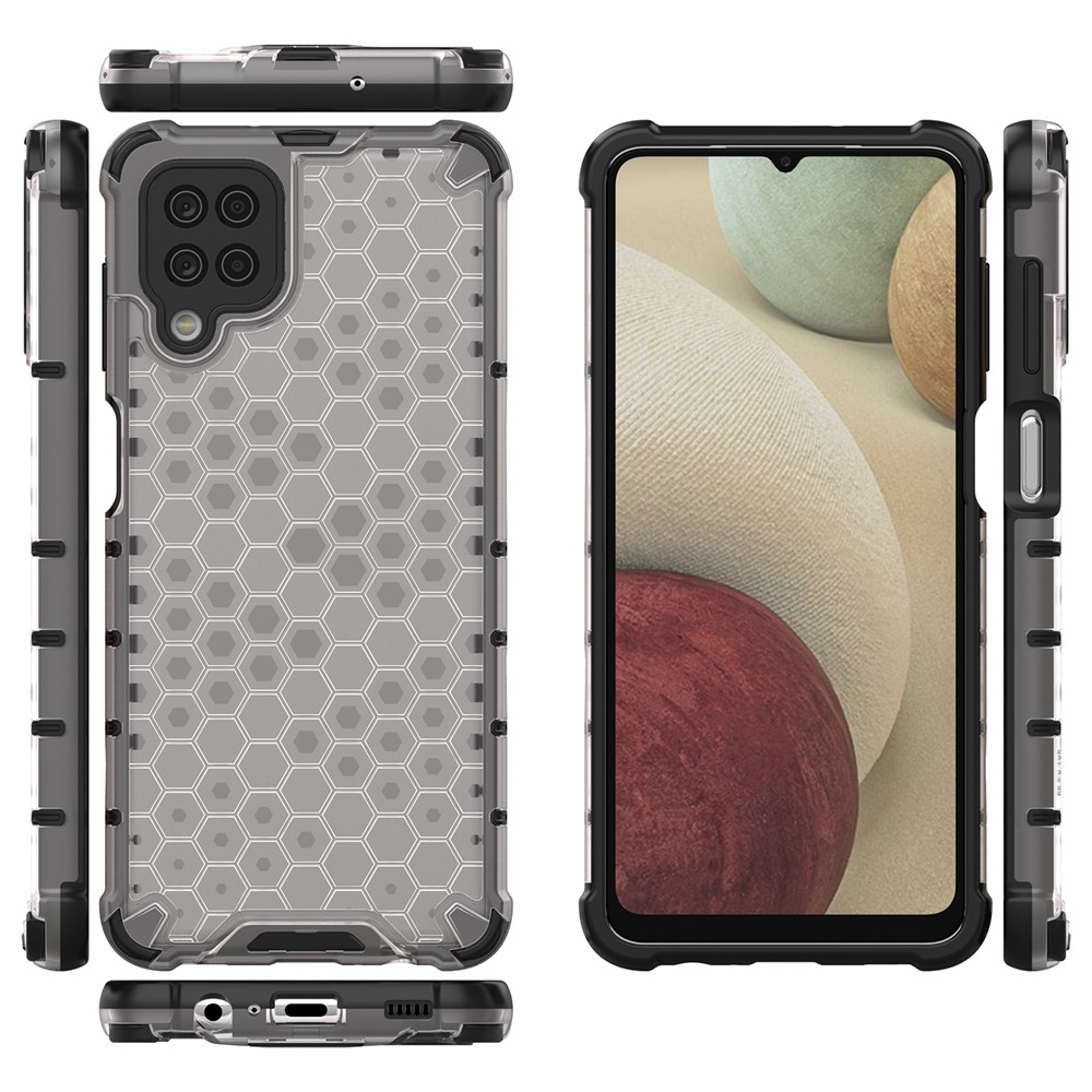 Honeycomb Pattern for Samsung Galaxy A12 Shock-proof TPU + PC Combo Case - Grey-11