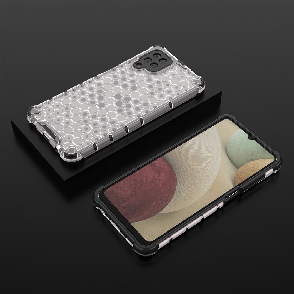 Honeycomb Pattern for Samsung Galaxy A12 Shock-proof TPU + PC Combo Case - Grey-12