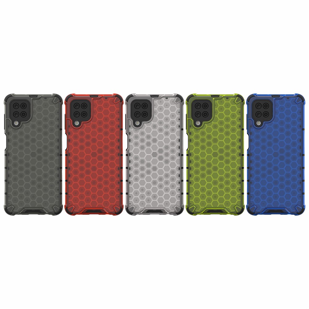 Honeycomb Pattern for Samsung Galaxy A12 Shock-proof TPU + PC Combo Case - Grey-14