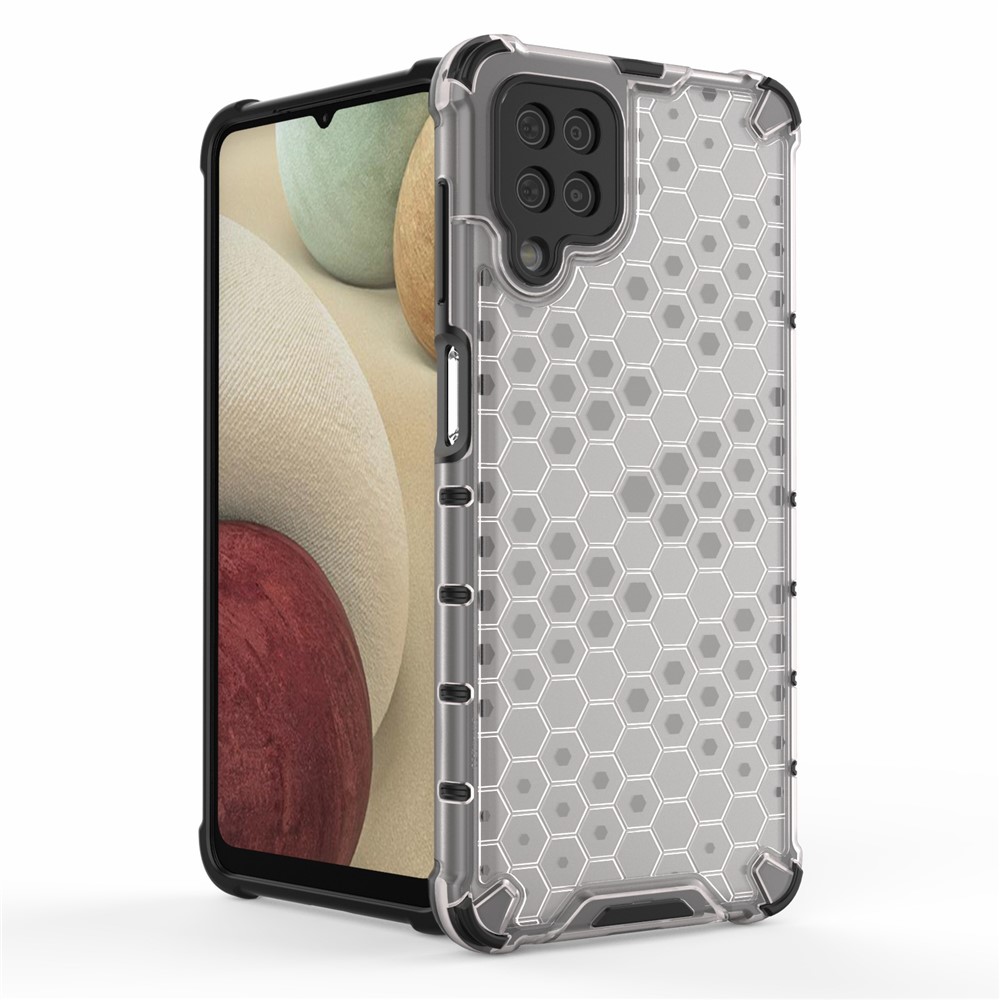 Honeycomb Pattern for Samsung Galaxy A12 Shock-proof TPU + PC Combo Case - Grey-2