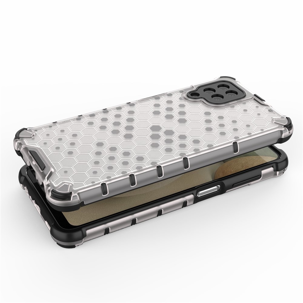 Honeycomb Pattern for Samsung Galaxy A12 Shock-proof TPU + PC Combo Case - Grey-3