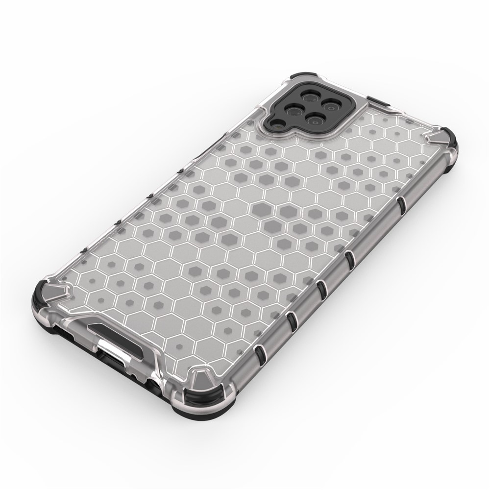 Honeycomb Pattern for Samsung Galaxy A12 Shock-proof TPU + PC Combo Case - Grey-4