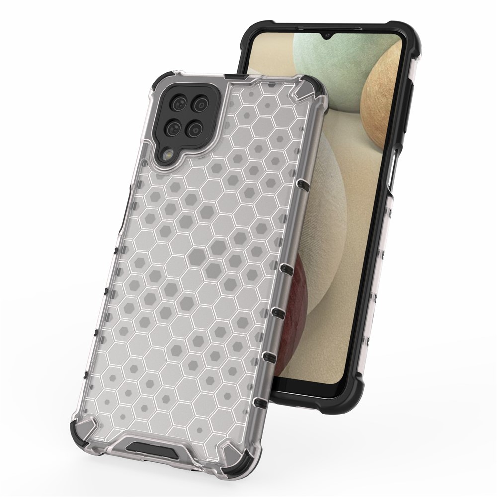 Honeycomb Pattern for Samsung Galaxy A12 Shock-proof TPU + PC Combo Case - Grey-6