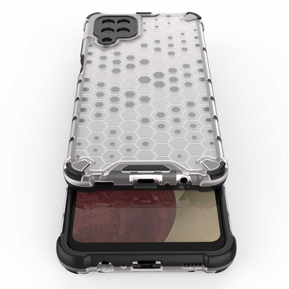 Honeycomb Pattern for Samsung Galaxy A12 Shock-proof TPU + PC Combo Case - Grey-8