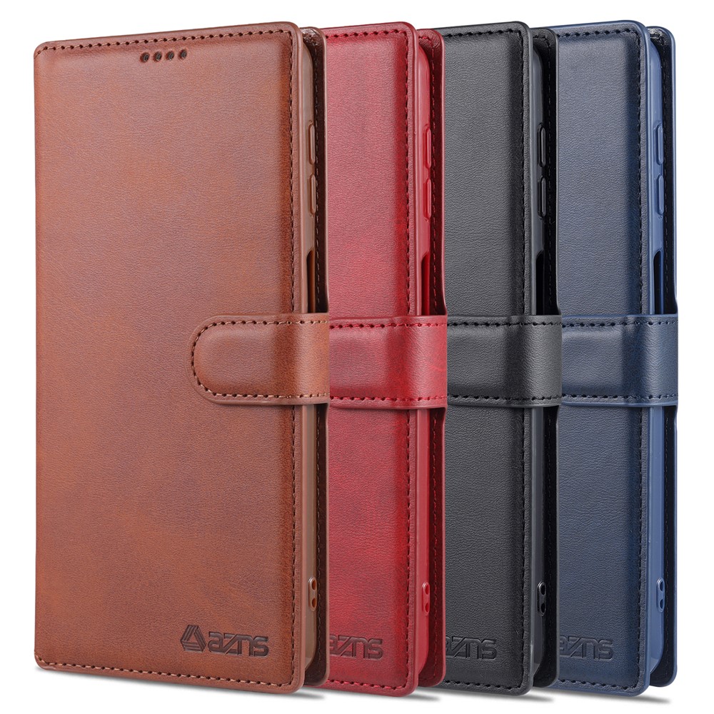 AZNS Leather Case for Samsung Galaxy A12 Wallet Cell Phone Protection Cover - Brown-14