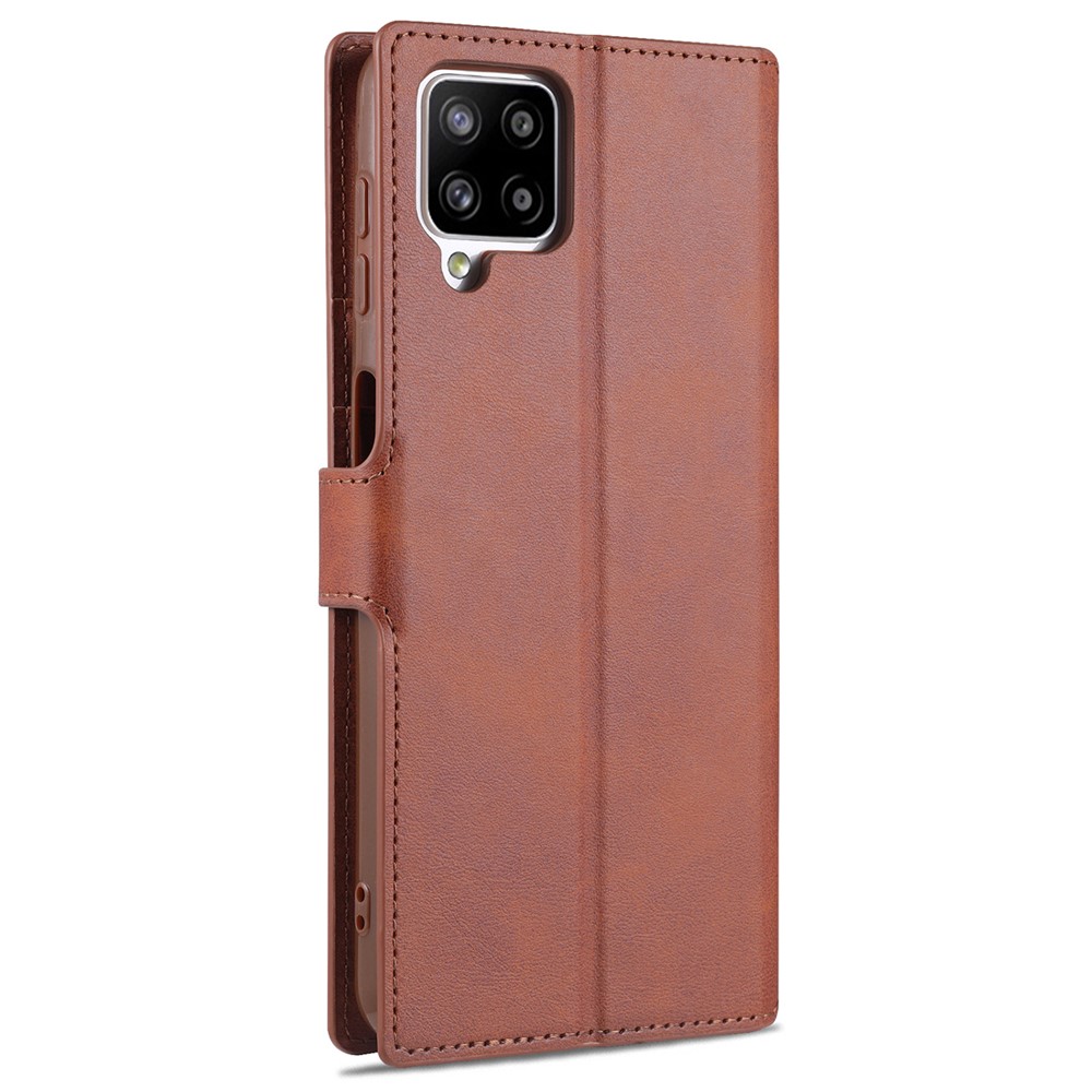 Case de Cuero AZNS Para Samsung Galaxy A12 Cubierta de Protección Del Teléfono Celular de la Billetera - Marrón