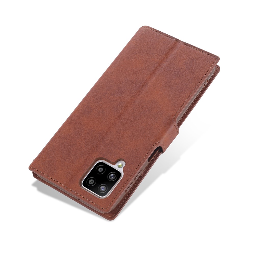 AZNS Leather Case for Samsung Galaxy A12 Wallet Cell Phone Protection Cover - Brown-5