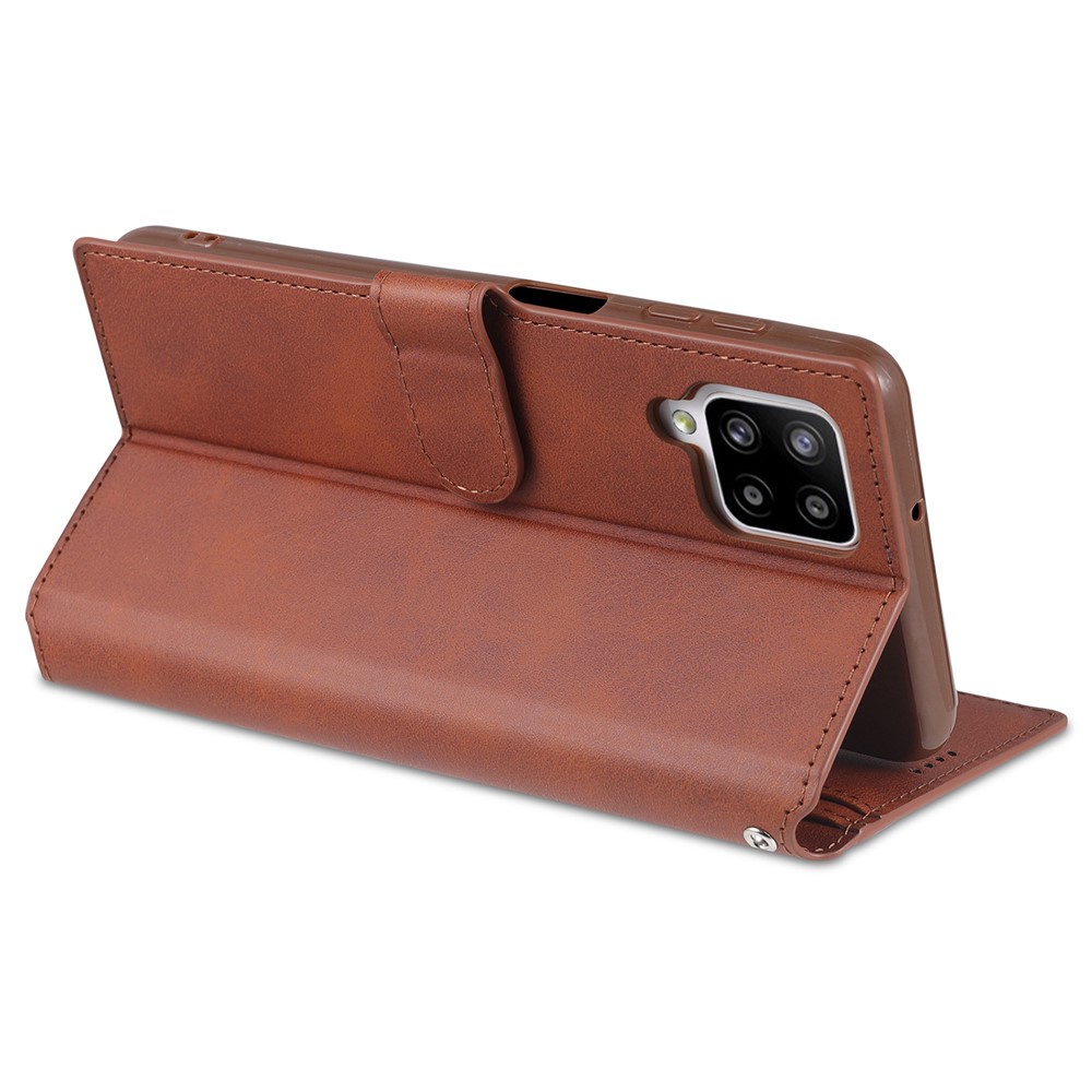 AZNS Leather Case for Samsung Galaxy A12 Wallet Cell Phone Protection Cover - Brown-7