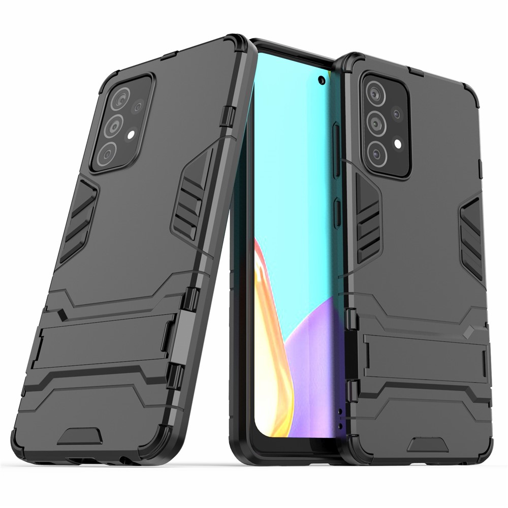 2 in 1 Kickstand Protector Plastic + TPU Hybrid Cover for Samsung Galaxy A52 5G - Black-2
