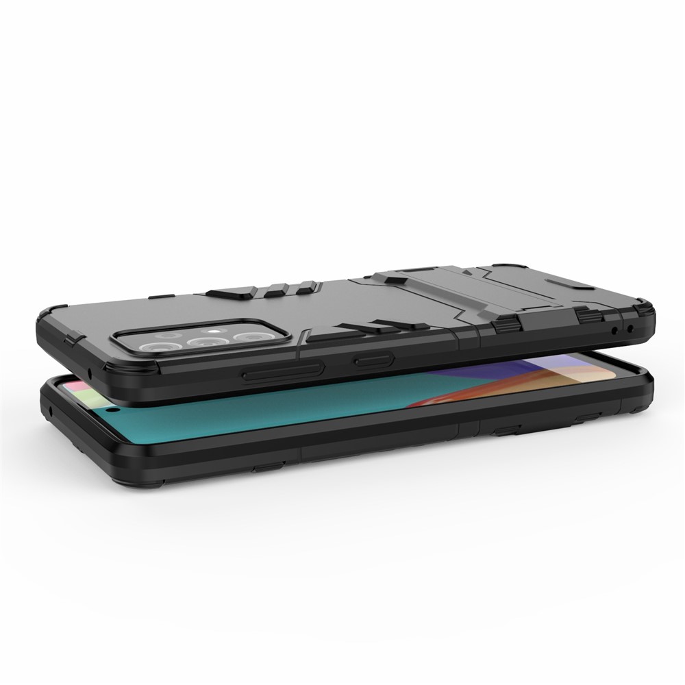 2 in 1 Kickstand Protector Plastic + TPU Hybrid Cover for Samsung Galaxy A52 5G - Black-5
