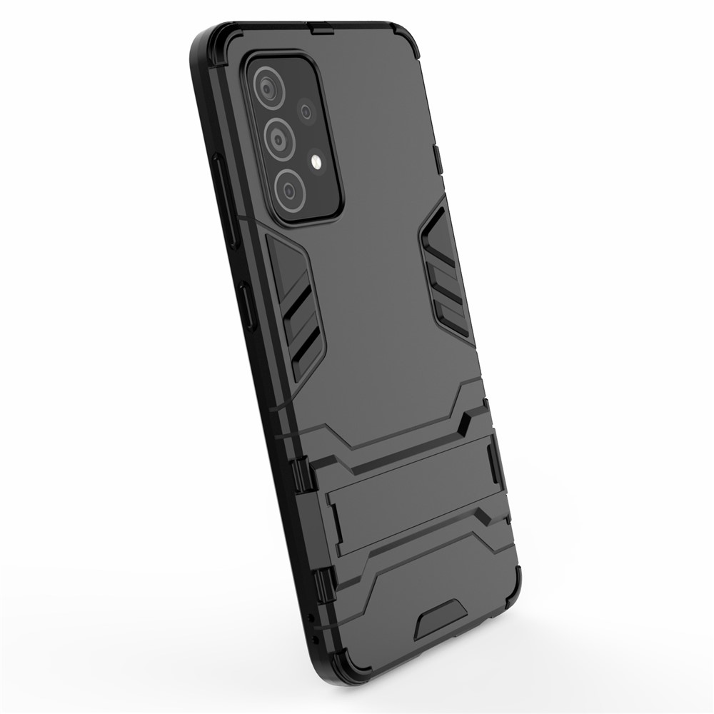 2 em 1 Protetor de Kickstand Plástico + Tampa Híbrida TPU Para Samsung Galaxy A52 4G/5G / A52s 5G - Preto-6