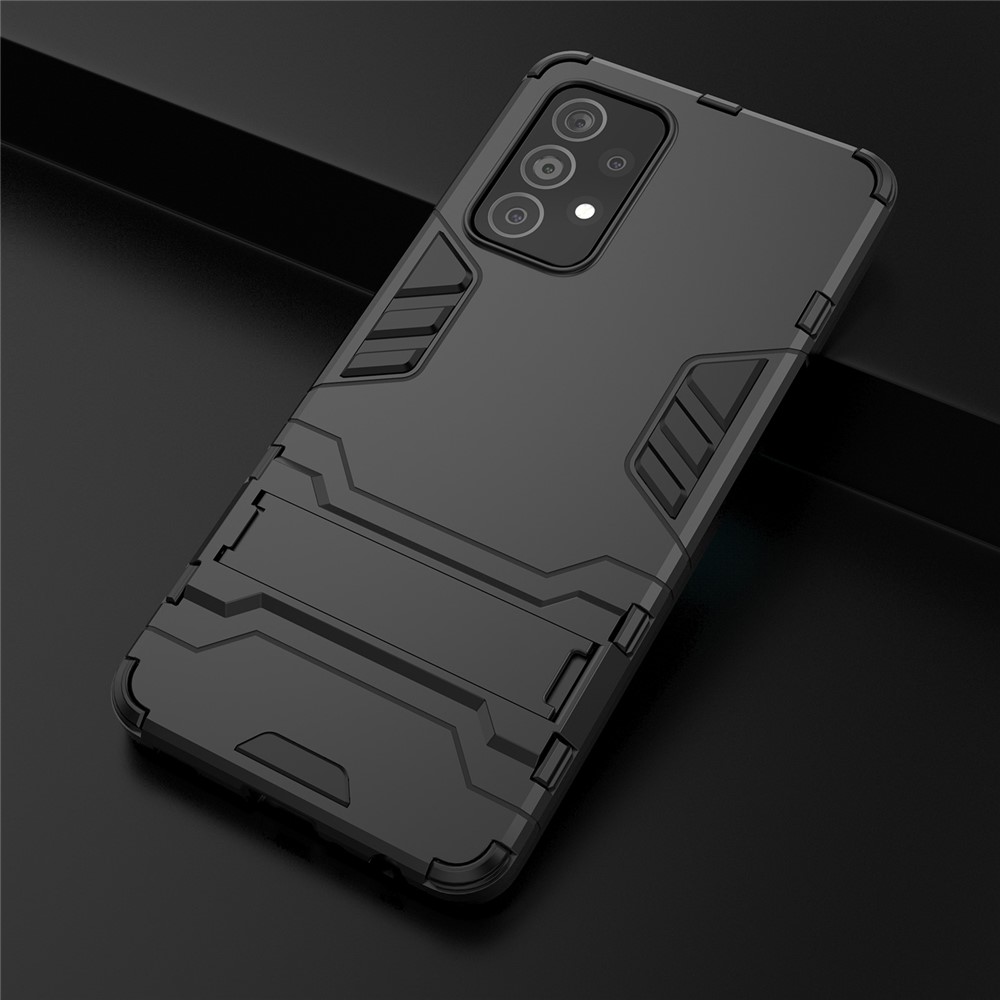 2 in 1 Kickstand Protector Plastic + TPU Hybrid Cover for Samsung Galaxy A52 5G - Black-8