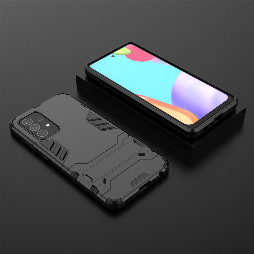 2 em 1 Protetor de Kickstand Plástico + Tampa Híbrida TPU Para Samsung Galaxy A52 4G/5G / A52s 5G - Preto-9