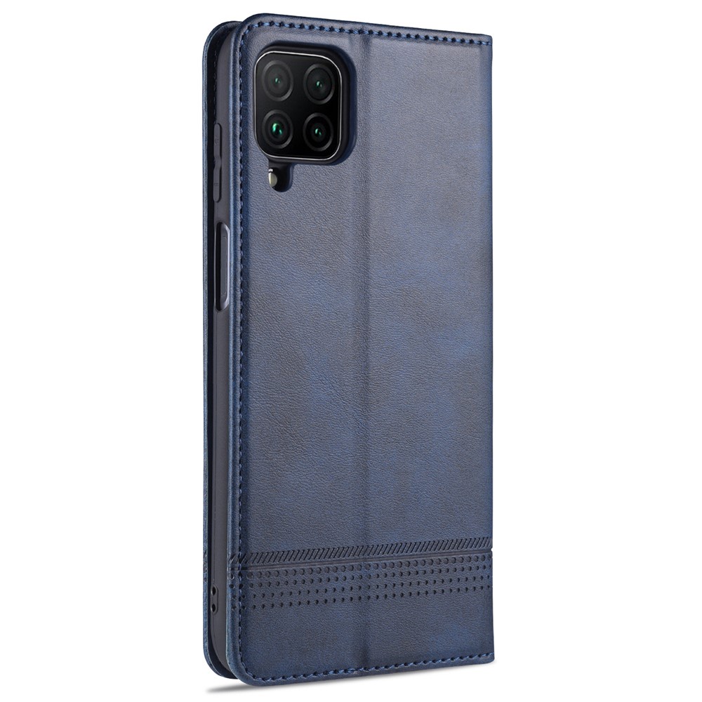 AZNS Auto-absorbed Leather Shell Stand Wallet Case for Samsung Galaxy A12 - Blue-3