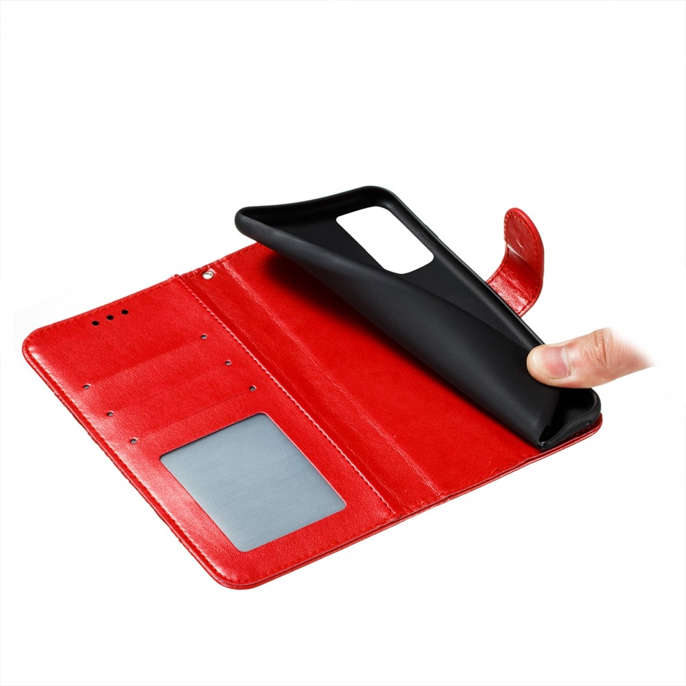 Imprint Mandala Flower Wallet Leather Cover for Samsung Galaxy A52 5G Protective Stand Shell - Red-9