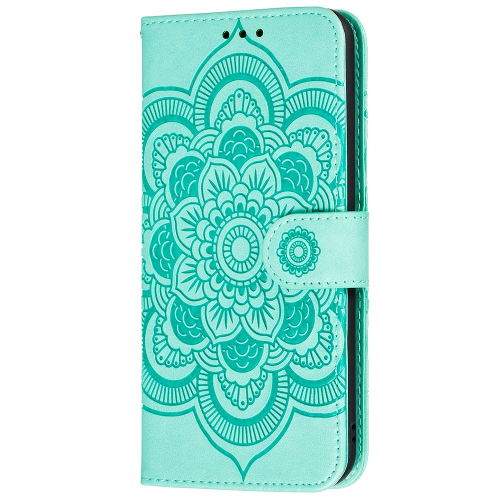 Imprint Mandala Flower Wallet Leather Cover for Samsung Galaxy A52 5G Protective Stand Shell - Green-2