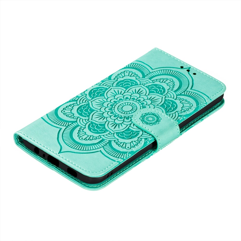 Imprint Mandala Flower Wallet Leather Cover for Samsung Galaxy A52 5G Protective Stand Shell - Green-7