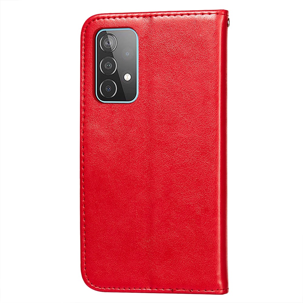 Dual-sided Magnetic Clasp Leather Wallet Stand Phone Case Shell for Samsung Galaxy A52 5G - Red-3