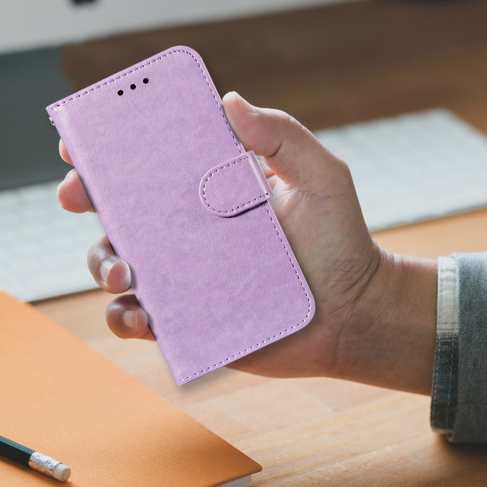 Dual-sided Magnetic Clasp Leather Wallet Stand Phone Case Shell for Samsung Galaxy A52 5G - Purple-10