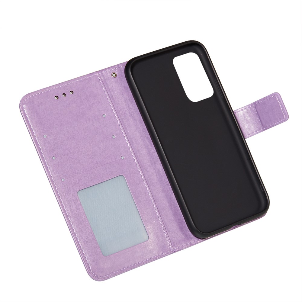 Dual-sided Magnetic Clasp Leather Wallet Stand Phone Case Shell for Samsung Galaxy A52 5G - Purple-7