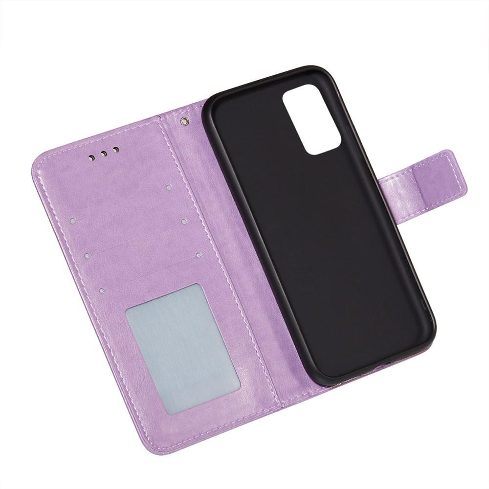 For Samsung Galaxy A32 5G Imprinted Rose Flower Butterflies Pattern Leather Wallet Stand Case - Green-2