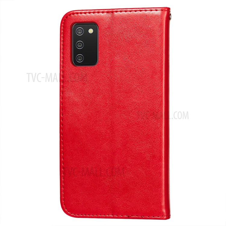 Wallet Leather Phone Stand Case with Flower Vine Imprinting for Samsung Galaxy A02s (EU Version) - Red-3