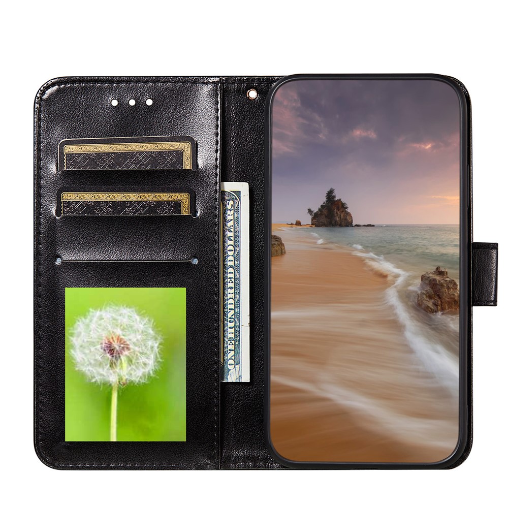 Dual-sided Magnetic Clasp Leather Protector for Samsung Galaxy A72 5G Wallet Stand Case - Black-4