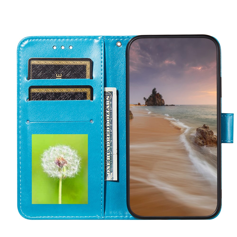 Dual-sided Magnetic Clasp Leather Protector for Samsung Galaxy A72 5G Wallet Stand Case - Blue-4