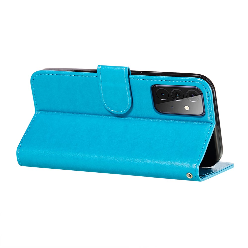 Dual-sided Magnetic Clasp Leather Protector for Samsung Galaxy A72 5G Wallet Stand Case - Blue-5