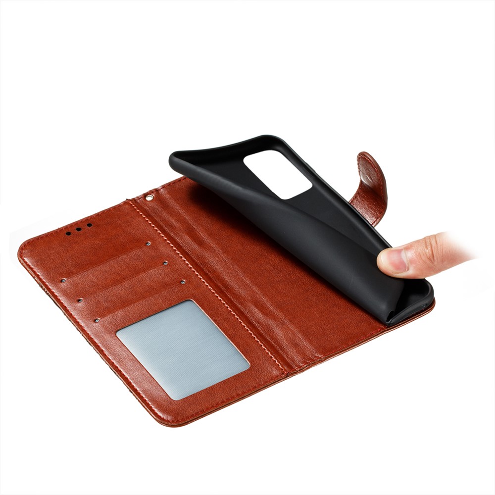 Imprint Mandala Flower Stand for Samsung Galaxy A72 5G Leather Case - Brown-9