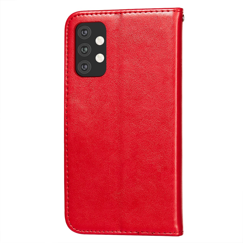 Dual-sided Magnetic Clasp Leather Shell for Samsung Galaxy A32 5G Wallet Stand Case - Red-3