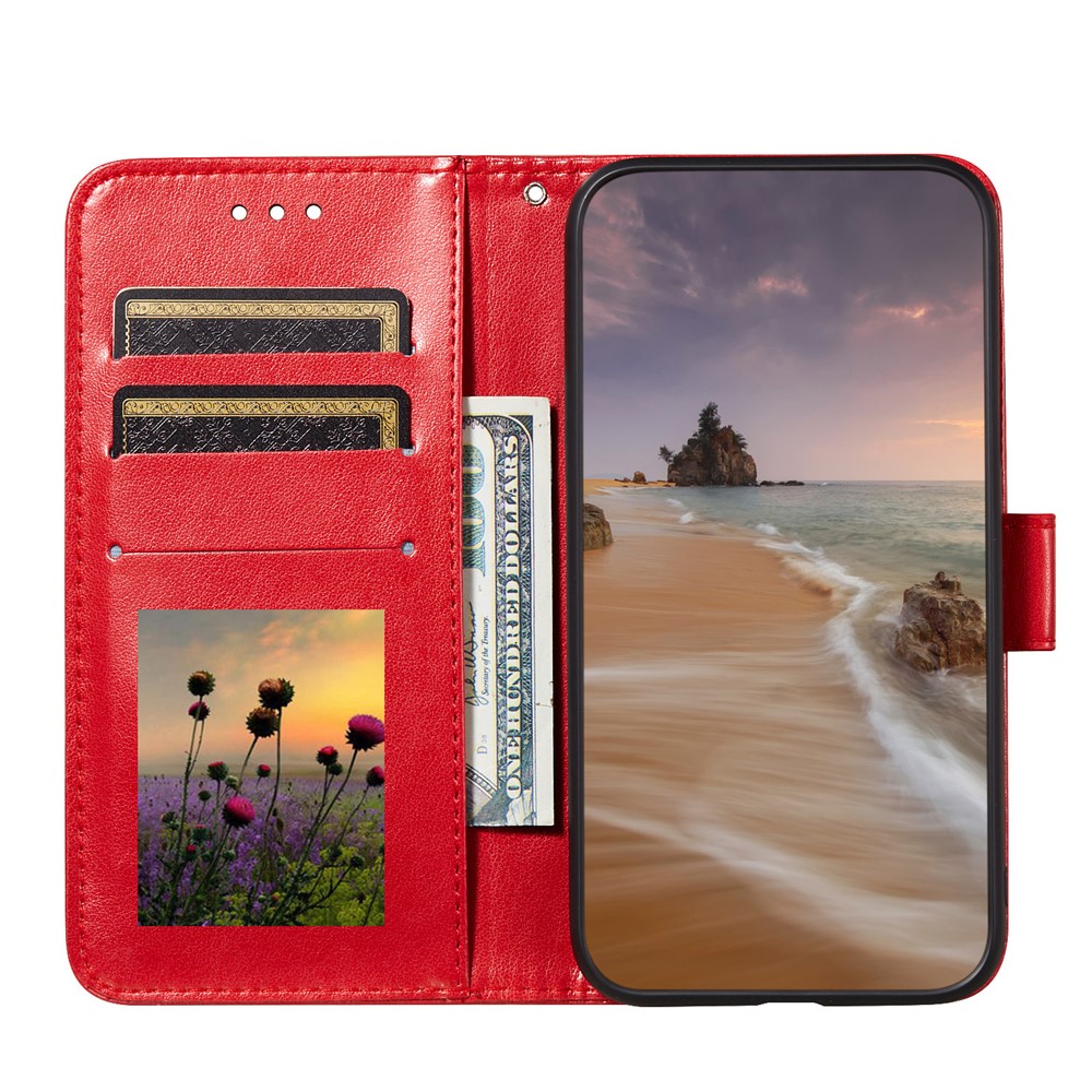 Dual-sided Magnetic Clasp Leather Shell for Samsung Galaxy A32 5G Wallet Stand Case - Red-4