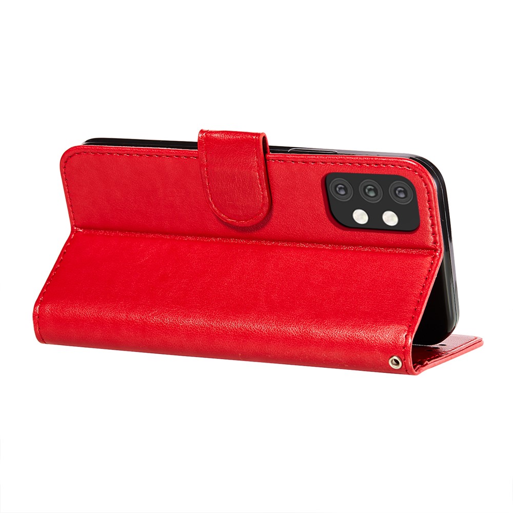 Dual-sided Magnetic Clasp Leather Shell for Samsung Galaxy A32 5G Wallet Stand Case - Red-5