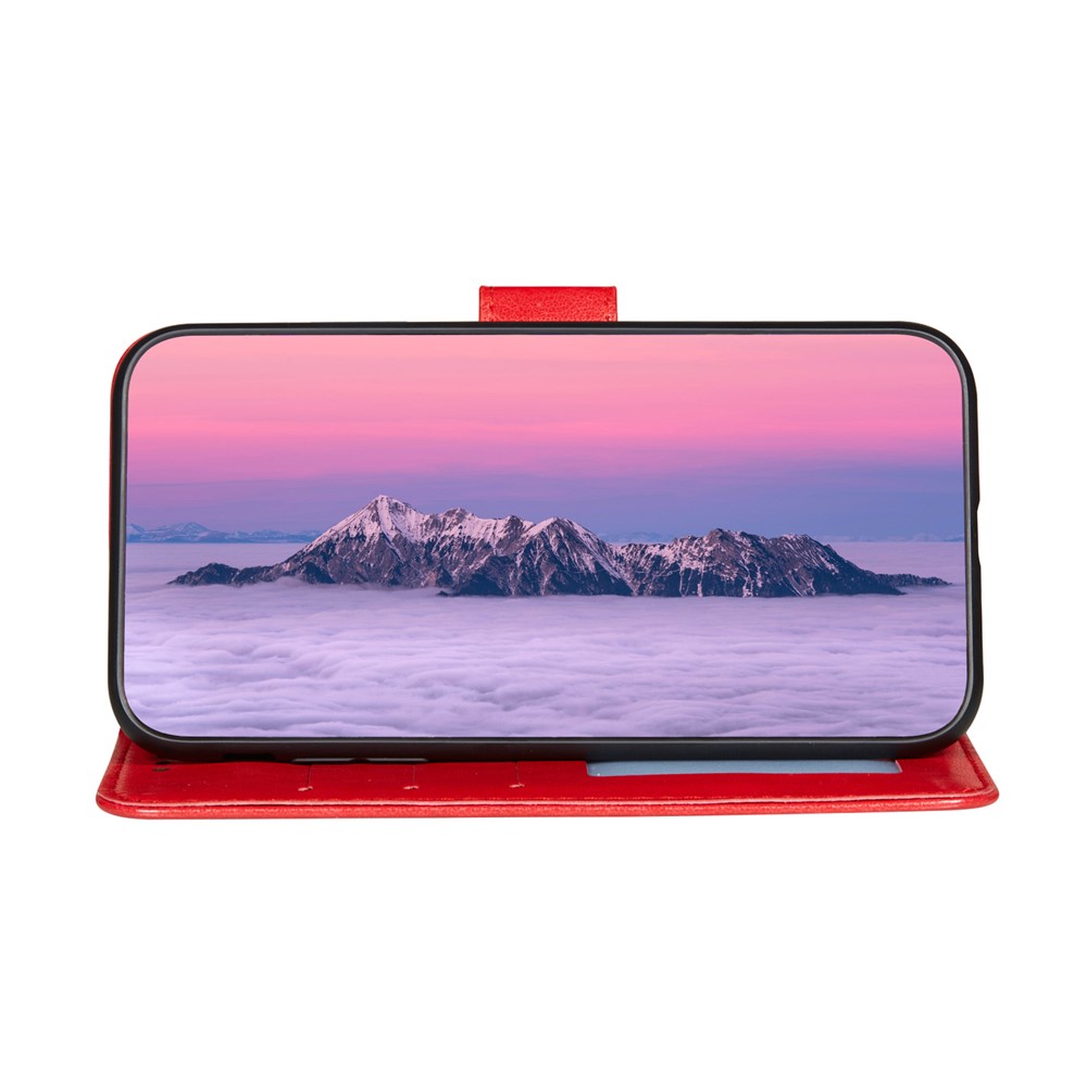 Dual-sided Magnetic Clasp Leather Shell for Samsung Galaxy A32 5G Wallet Stand Case - Red-6