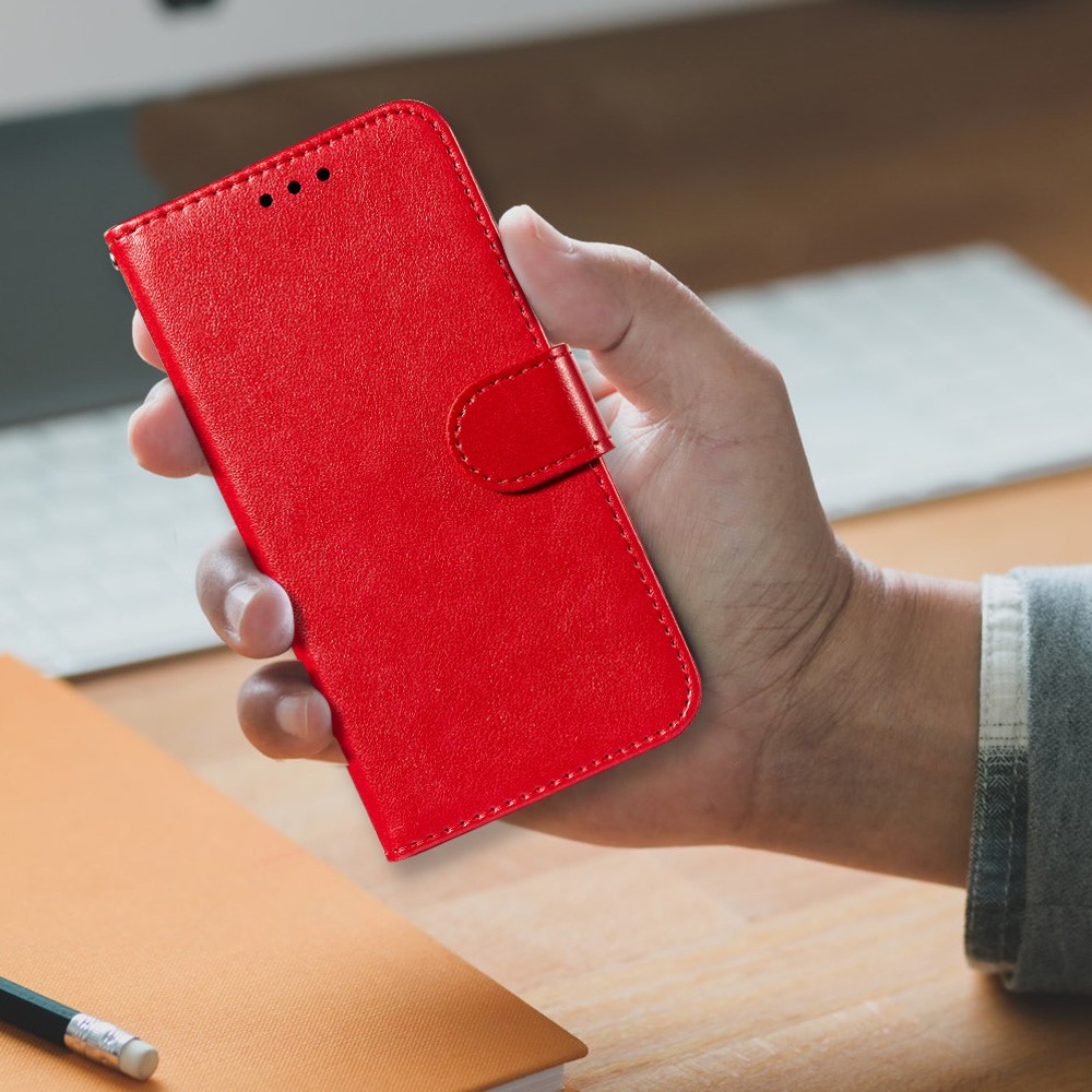 Dual-sided Magnetic Clasp Leather Shell for Samsung Galaxy A32 5G Wallet Stand Case - Red-9