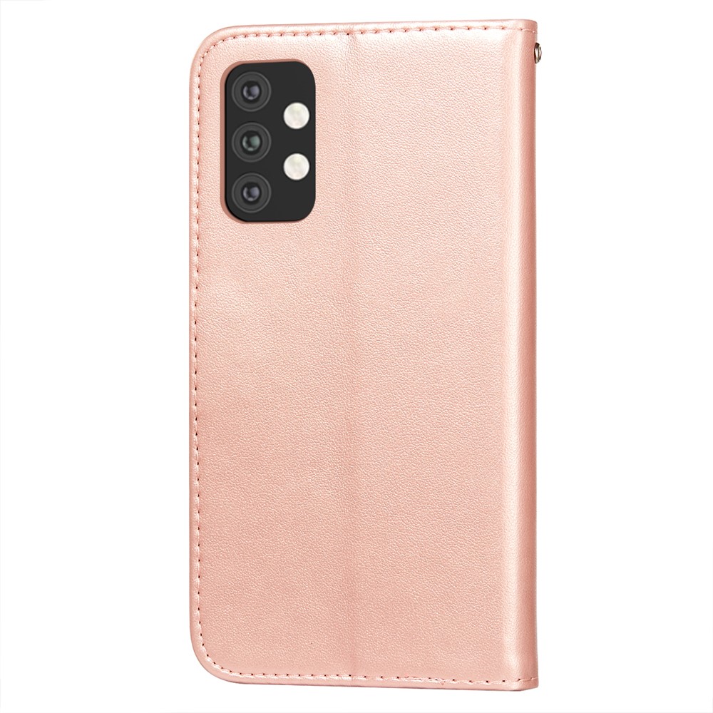 Cáscara de Cuero de Cierre Magnético de Doble Cara Para Samsung Galaxy A32 5G Funda de Billetera - Oro Rosa-3