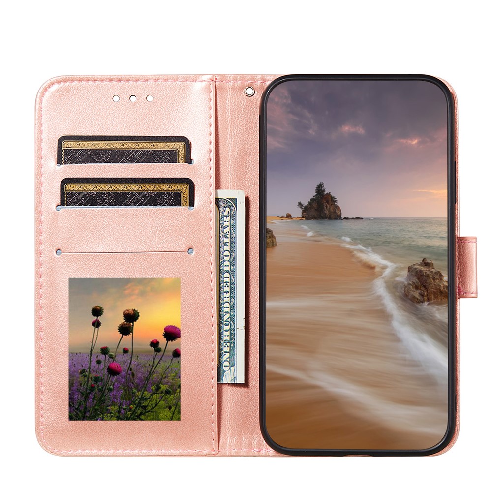 Dual-sided Magnetic Clasp Leather Shell for Samsung Galaxy A32 5G Wallet Stand Case - Rose Gold-4