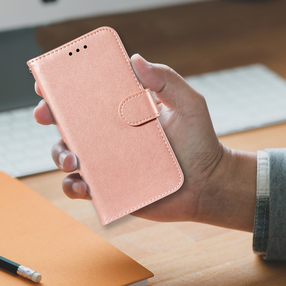 Dual-sided Magnetic Clasp Leather Shell for Samsung Galaxy A32 5G Wallet Stand Case - Rose Gold-9